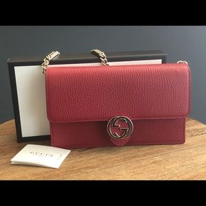 Gucci Red Marmont Interlocking GG Crossbody